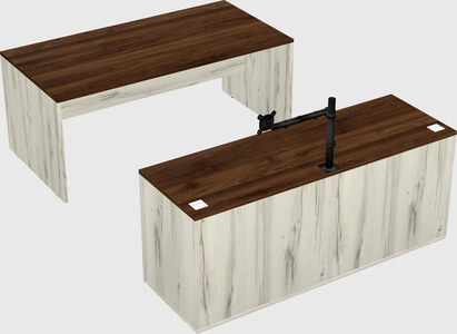 Parallel desk with credenza