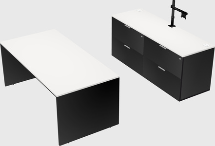 Parallel desk with credenza