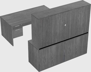 Parallel desk with credenza