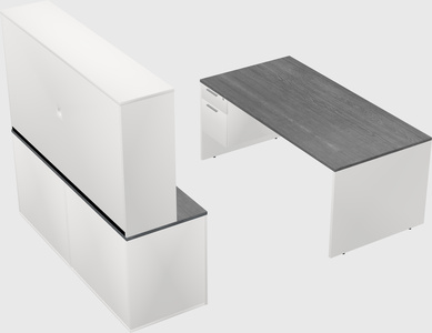 Parallel desk with credenza