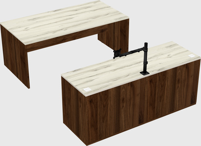 Parallel desk with credenza