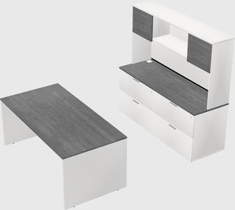 Parallel desk with credenza