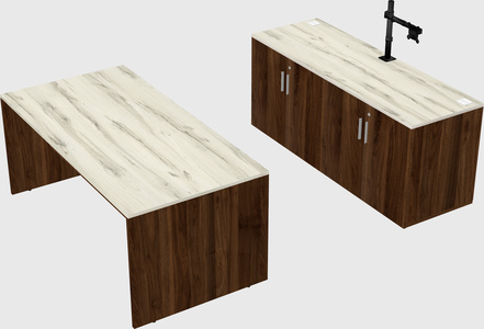 Parallel desk with credenza