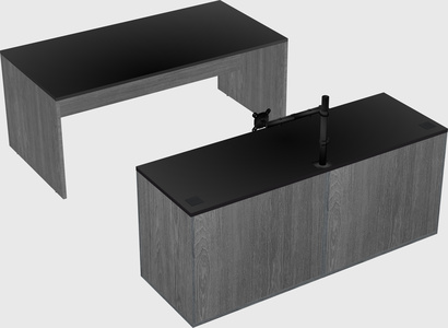 Parallel desk with credenza