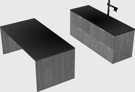 Parallel desk with credenza