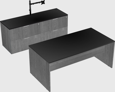Parallel desk with credenza