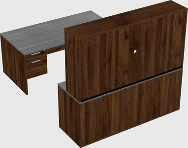 Parallel desk with credenza