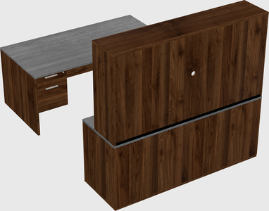 Parallel desk with credenza