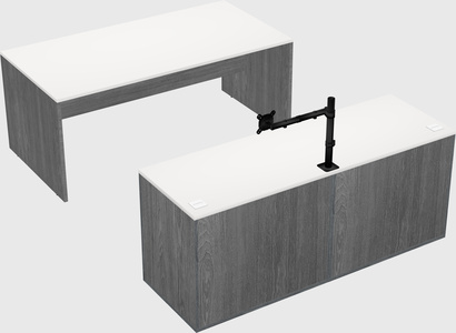 Parallel desk with credenza