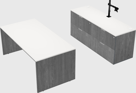 Parallel desk with credenza