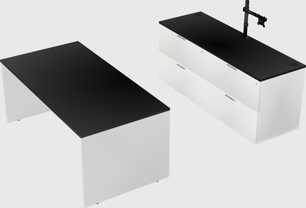 Parallel desk with credenza