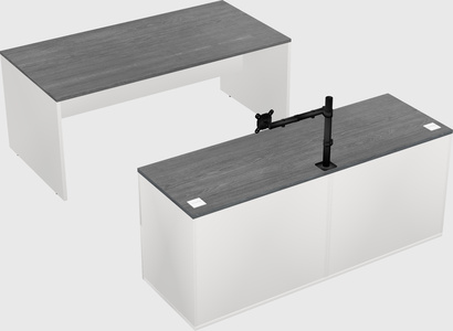 Parallel desk with credenza
