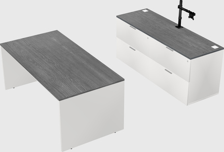 Parallel desk with credenza