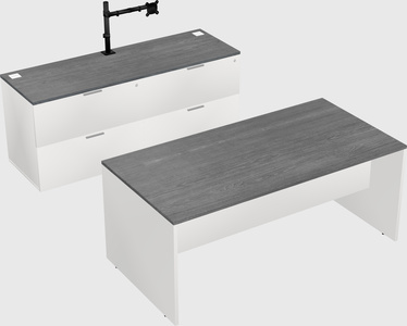 Parallel desk with credenza