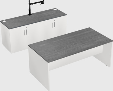 Parallel desk with credenza