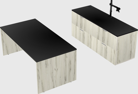 Parallel desk with credenza