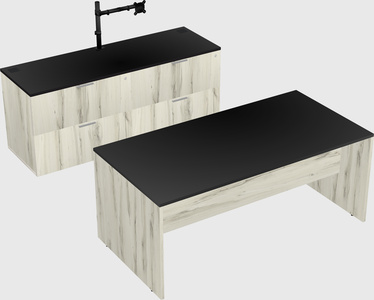 Parallel desk with credenza