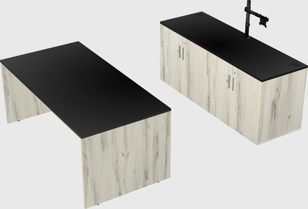 Parallel desk with credenza