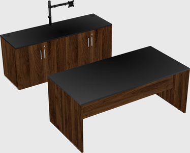 Parallel desk with credenza