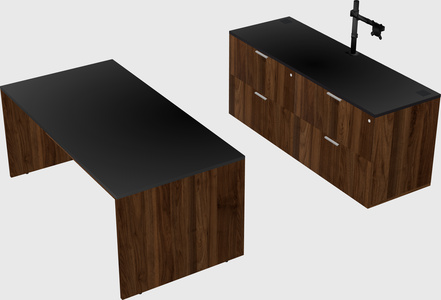 Parallel desk with credenza