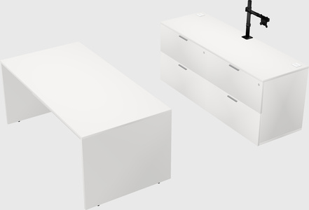 Parallel desk with credenza