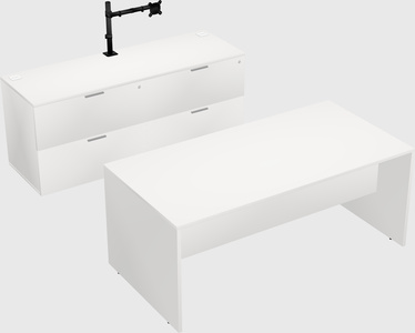 Parallel desk with credenza