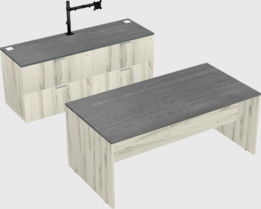 Parallel desk with credenza