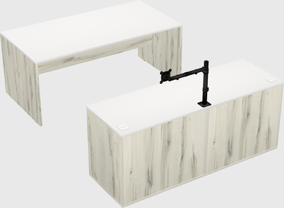 Parallel desk with credenza