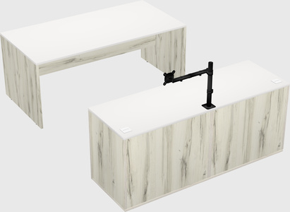 Parallel desk with credenza