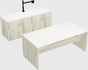 Parallel desk with credenza