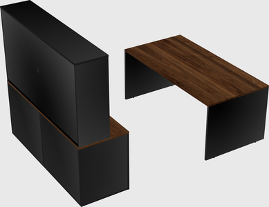 Parallel desk with credenza