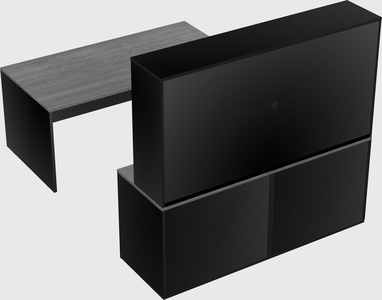 Parallel desk with credenza