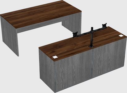 Parallel desk with credenza