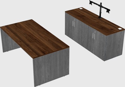 Parallel desk with credenza