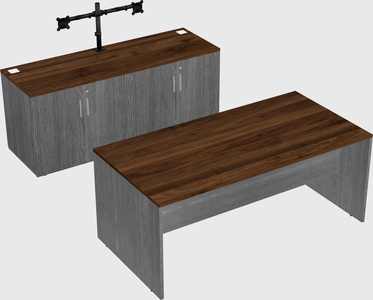 Parallel desk with credenza