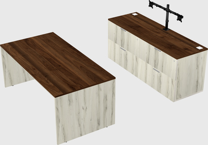 Parallel desk with credenza