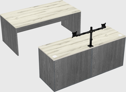 Parallel desk with credenza