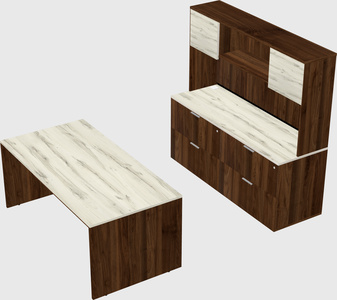 Parallel desk with credenza