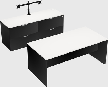 Parallel desk with credenza