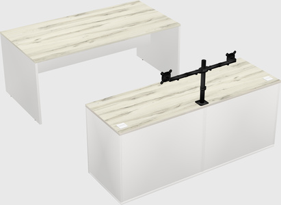Parallel desk with credenza