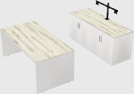 Parallel desk with credenza