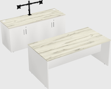 Parallel desk with credenza