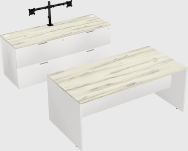 Parallel desk with credenza
