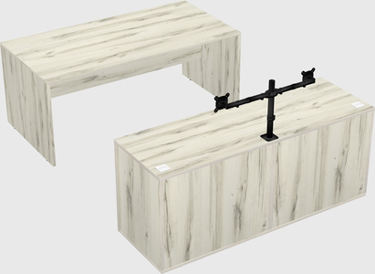 Parallel desk with credenza