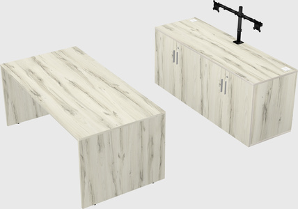 Parallel desk with credenza