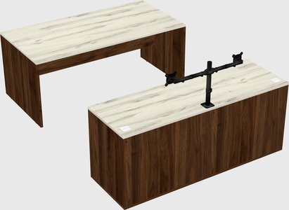 Parallel desk with credenza