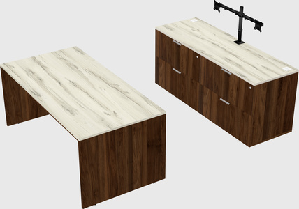 Parallel desk with credenza