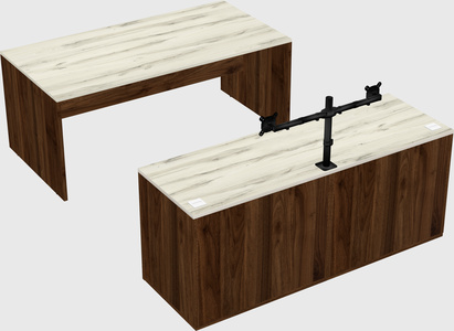 Parallel desk with credenza