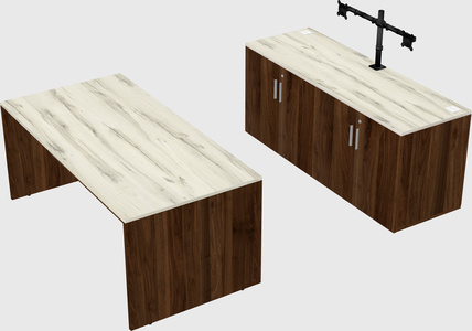 Parallel desk with credenza