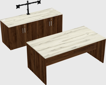 Parallel desk with credenza